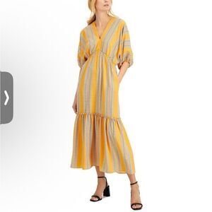 Taylor Women’s Mango Ivory Midi Dress Size 10 Ruffle Tiered NWT with Pockets